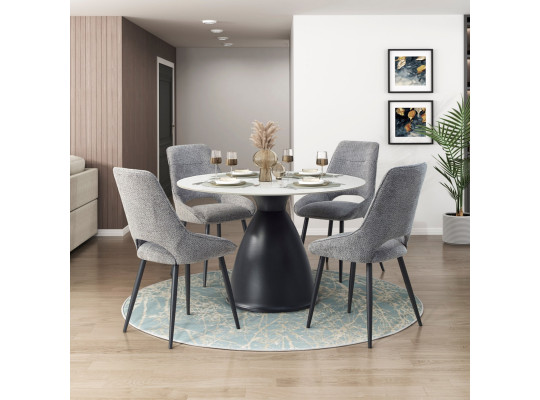 Ճաշասեղանի հավաքածու HOMELEGANCE TORRA 6047-48RD/RDB/S 1+4 GREY (4) 