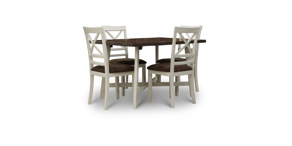Dining set HOBEL VANNI 1+4 WHITE-BROWN PIGMENT/SHO 599-13 (3) 