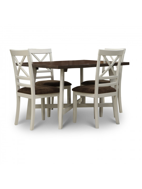 Dining set HOBEL VANNI 1+4 WHITE-BROWN PIGMENT/SHO 599-13 (3) 