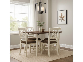 Ճաշասեղանի հավաքածու HOBEL VANNI 1+4 WHITE-BROWN PIGMENT/SHO 599-13 (4) 