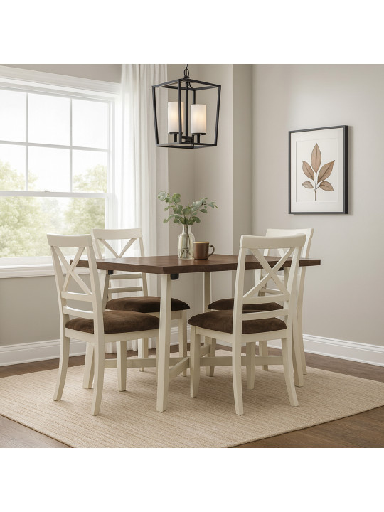 Ճաշասեղանի հավաքածու HOBEL VANNI 1+4 WHITE-BROWN PIGMENT/SHO 599-13 (4) 