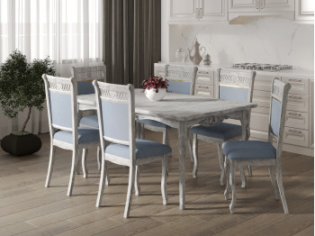 Dining set HOBEL 02A/A04A ANTIK GREY 1+6 