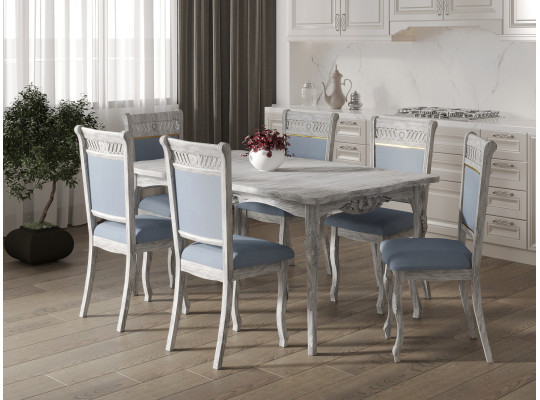 Dining set HOBEL 02A/A04A ANTIK GREY 1+6 