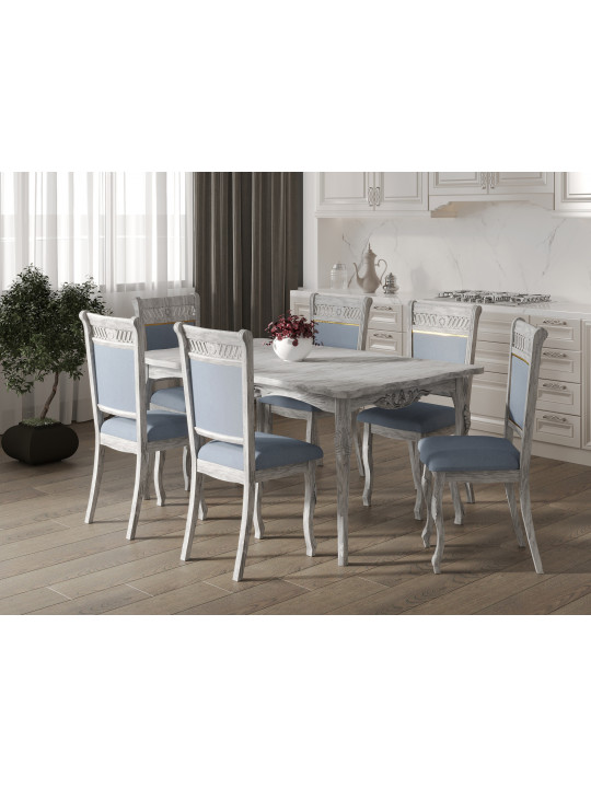 Dining set HOBEL 02A/A04A ANTIK GREY 1+6 