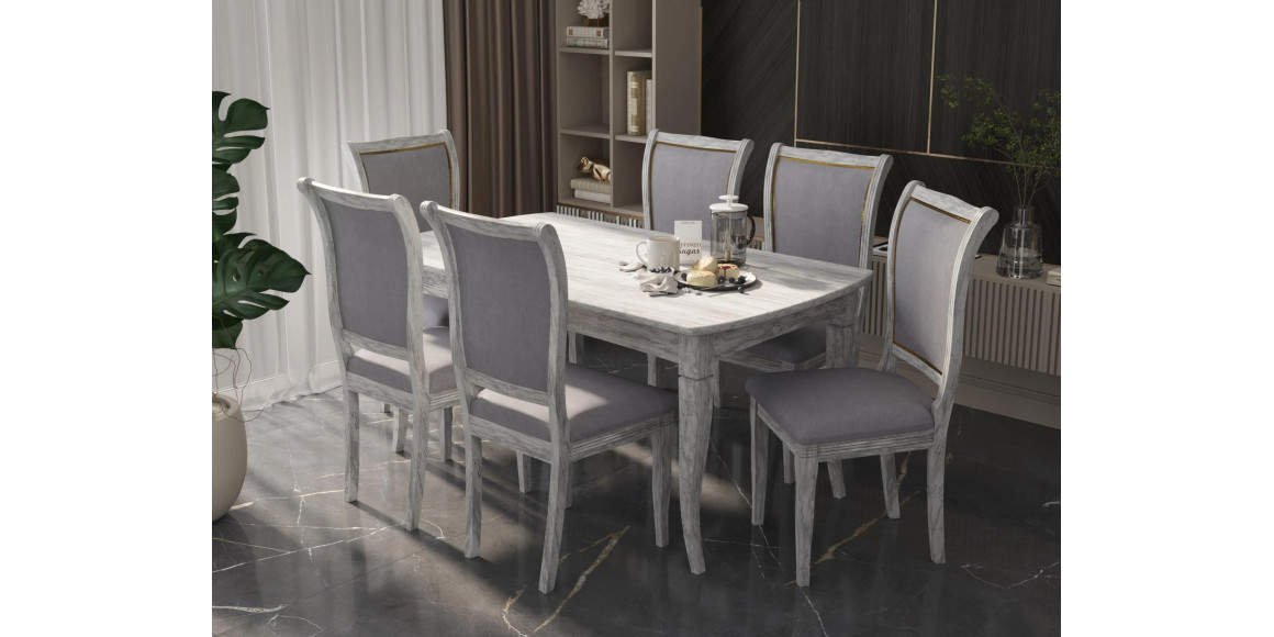 Dining set HOBEL 06A/A06A ANTIK GREY 1+6 