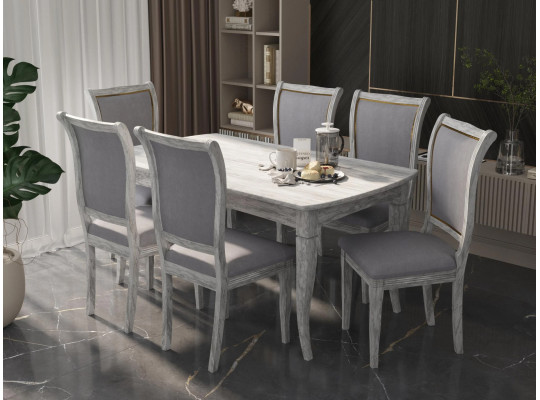 Dining set HOBEL 06A/A06A ANTIK GREY 1+6 