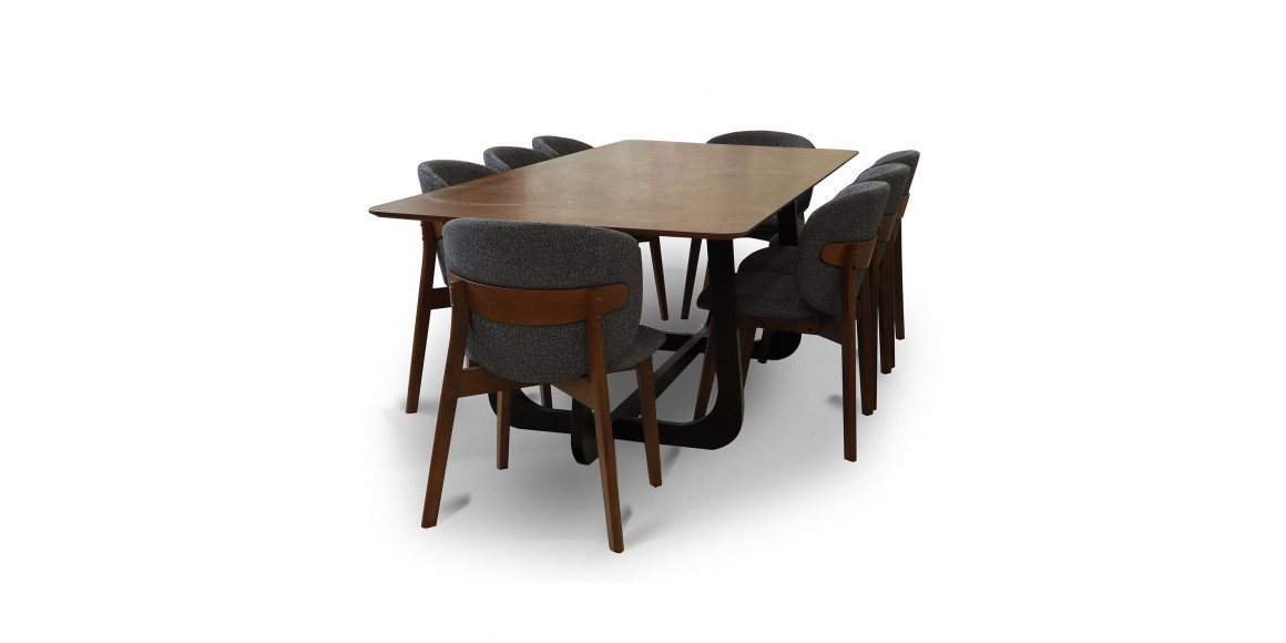 Dining set IVORIE VEOLIA 3370/1372 1+8 WALNUT/BLACK 