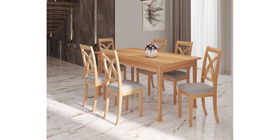 Dining set HOBEL X63/A15A NATURAL 1+6 