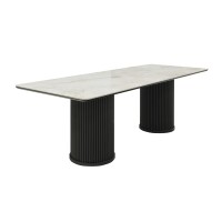 Обеденный стол HOBEL ASKAR 90X238 METAL BLACK/BIANCA GOLD-GREY (4) 