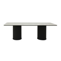 Обеденный стол HOBEL ASKAR 90X238 METAL BLACK/BIANCA GOLD-GREY (4) 