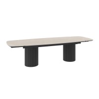 Обеденный стол MAMADOMA ASKAR-230, РАЗДВИЖНОЙ 230(35+35)X115, БАЙОНА АЙВОРИ ПРЕМИУМ КЕР/ЧЕРНЫЙ (3 упак.) (3) 