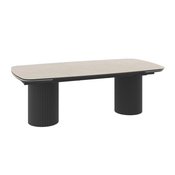 Dining table MAMADOMA ASKAR-230, РАЗДВИЖНОЙ 230(35+35)X115, БАЙОНА АЙВОРИ ПРЕМИУМ КЕР/ЧЕРНЫЙ (3 упак.) (3) 
