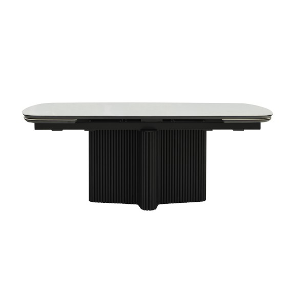 Dining table MAMADOMA BENEDIKT-200, РАЗДВИЖНОЙ 200(35+35)X110, БРЕКЧИЯ ГЛЯНЕЦ ПРЕМИУМ КЕР/ЧЕРНЫЙ (2 упак.) 
