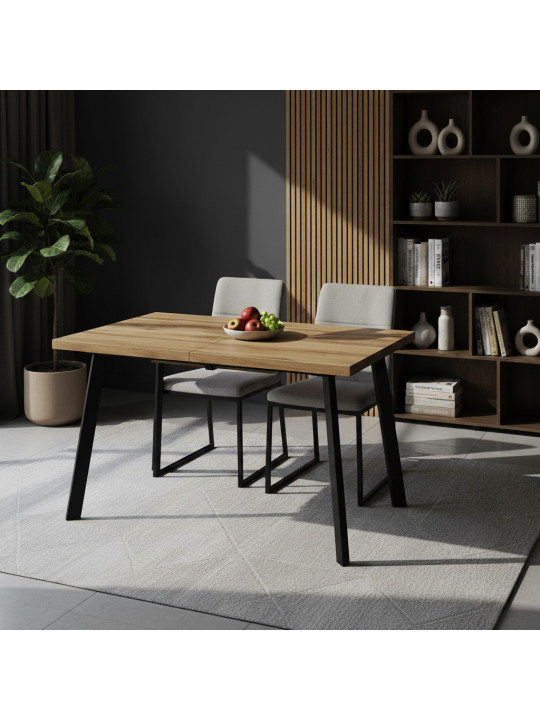 Ճաշասեղան MAMADOMA BORG-120, РАЗДВИЖНОЙ 120(160)X80, ДУБ ВОТАН/ЧЕРНЫЙ, 1 (УПАК.) 