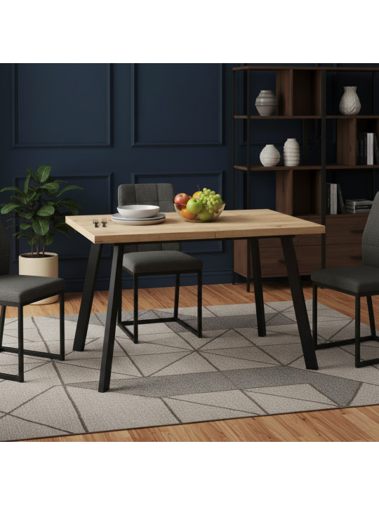 Обеденный стол MAMADOMA BORG-120, РАЗДВИЖНОЙ 120(160)X80, ДУБ ИРЛАНДКИЙ/ЧЕРНЫЙ, 1 (УПАК.) 