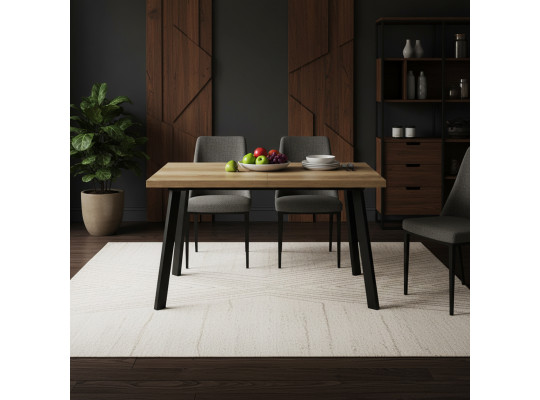 Обеденный стол MAMADOMA BORG-120, РАЗДВИЖНОЙ 120(160)X80, ДУБ КАНЬОН/ЧЕРНЫЙ, 1 (УПАК.) 