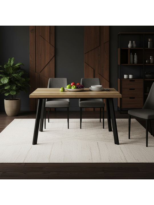 Ճաշասեղան MAMADOMA BORG-120, РАЗДВИЖНОЙ 120(160)X80, ДУБ КАНЬОН/ЧЕРНЫЙ, 1 (УПАК.) 