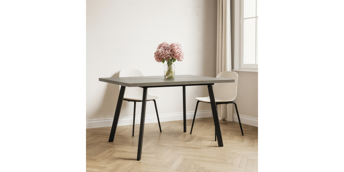 Dining table MAMADOMA BORG-120, РАЗДВИЖНОЙ 120(160)X80, ДЫМЧАТАЯ КЕРАМИКА/ЧЕРНЫЙ,1 (УПАК.) (1) 