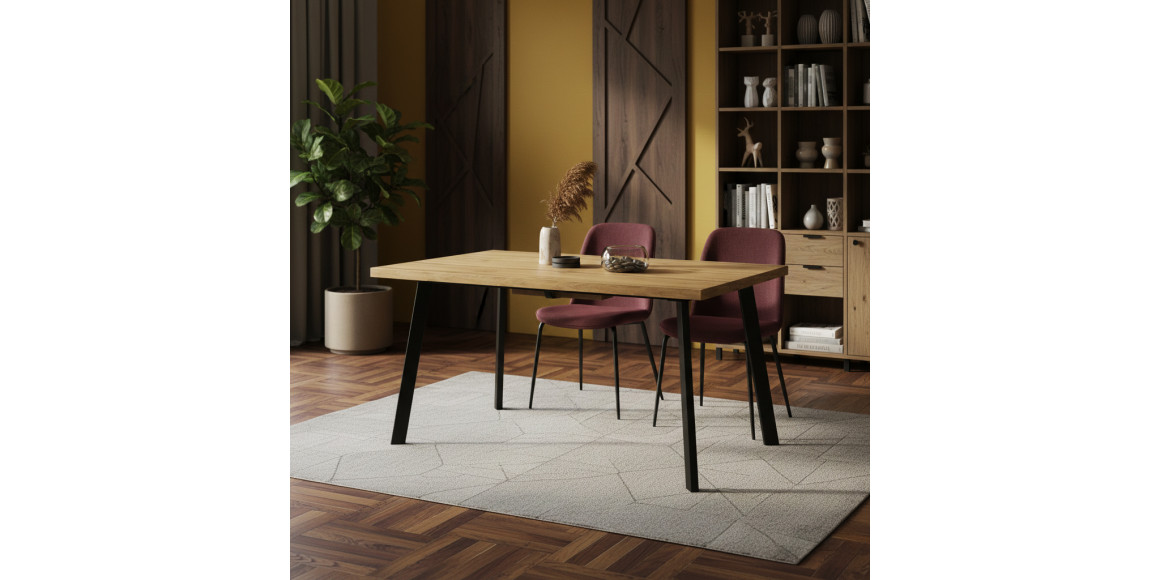 Ճաշասեղան MAMADOMA BORG-140, РАЗДВИЖНОЙ 140(180)X85, ДУБ ВОТАН/ЧЕРНЫЙ, 1 (УПАК.) (1) 