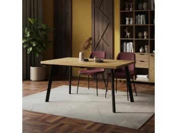 Dining table MAMADOMA BORG-140, РАЗДВИЖНОЙ 140(180)X85, ДУБ ВОТАН/ЧЕРНЫЙ, 1 (УПАК.) (1) 