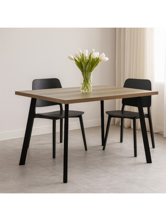 Обеденный стол MAMADOMA BORG-140, РАЗДВИЖНОЙ 140(180)X85, ДУБ КАНЬОН/ЧЕРНЫЙ, 1 (УПАК.) (1) 