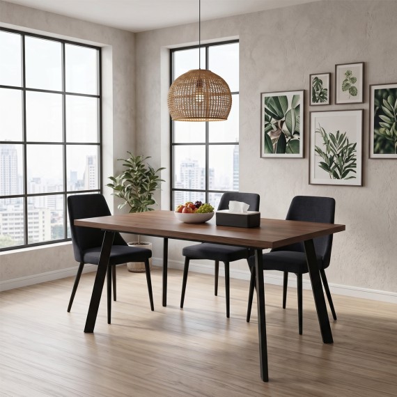 Dining table HOBEL CRYSTAL-120(160)X80 METAL BLACK/DUB BROWN PIGMENT (2) 