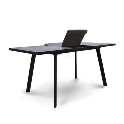 Обеденный стол HOBEL CRYSTAL-120(160)X80 METAL BLACK/K539 GREY (2) 