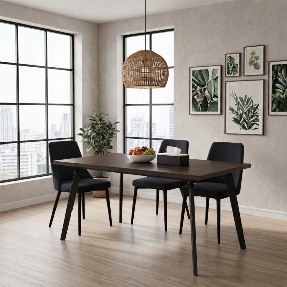 Обеденный стол HOBEL CRYSTAL-140(180)X85 METAL BLACK/DUB BROWN PIGMENT (2) 