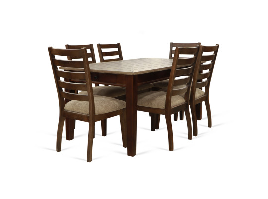 Dining set HOBEL DORA 1+6 BROWN PIGMENT/CH SHO599/2 (8) 