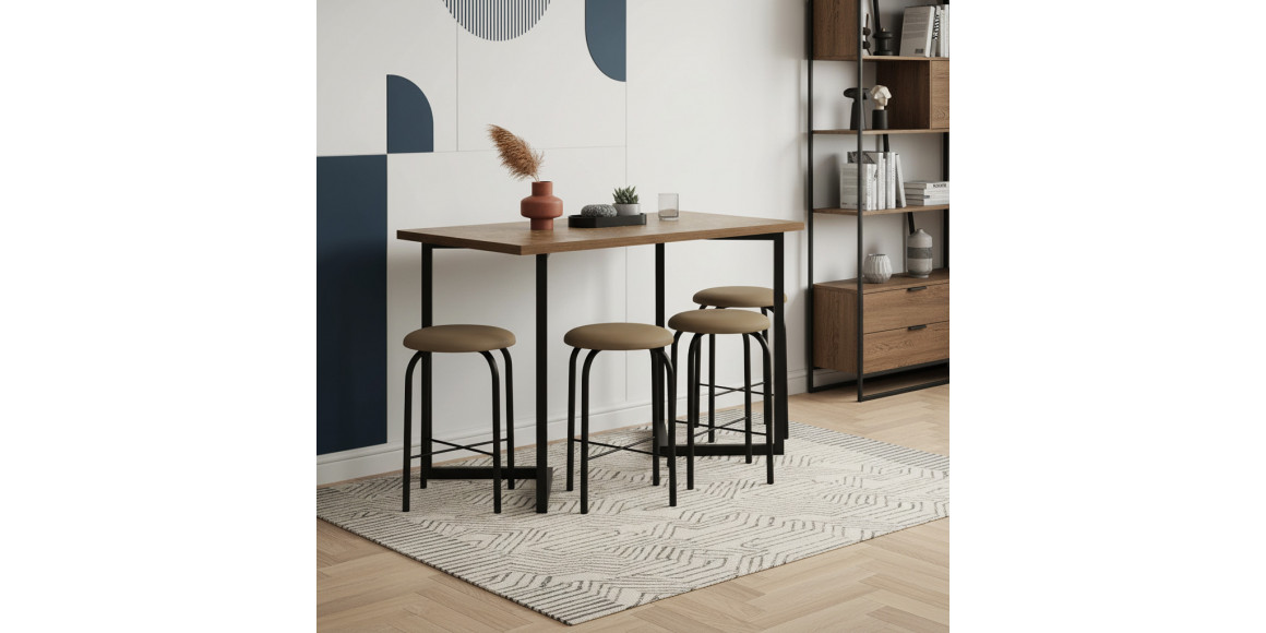 Dining table HOBEL EX-A84 1+4 METAL BLACK COMBY (3) 