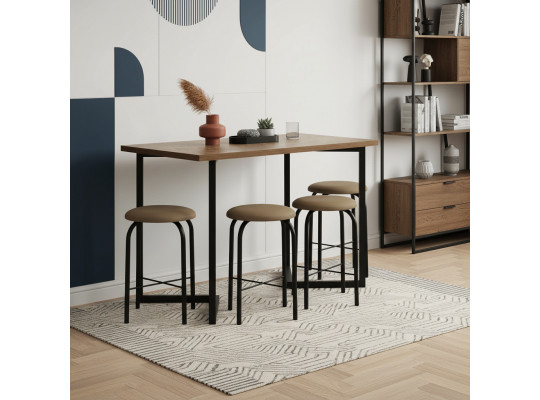 Обеденный стол HOBEL EX-A84 1+4 METAL BLACK COMBY (3) 