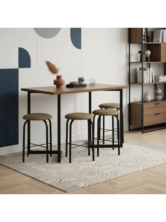 Ճաշասեղան HOBEL EX-A84 1+4 METAL BLACK COMBY (3) 