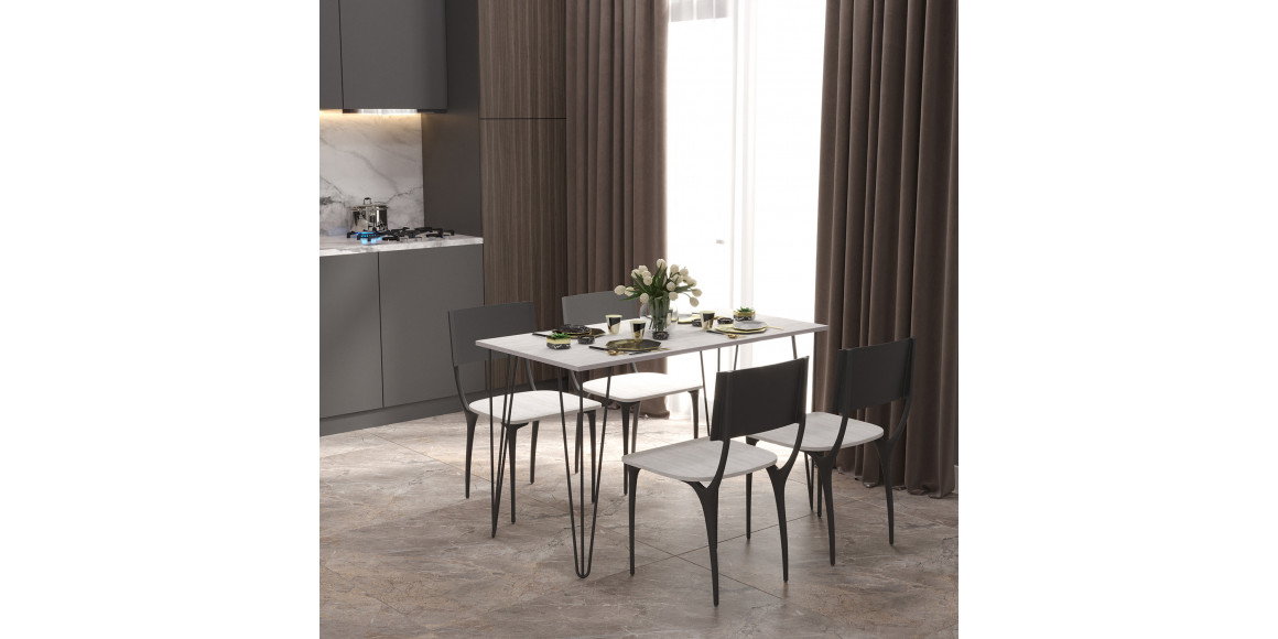 Ճաշասեղան HOBEL G-01-T MTAL BLACK/ANTIK BEYAZ-G (1) 