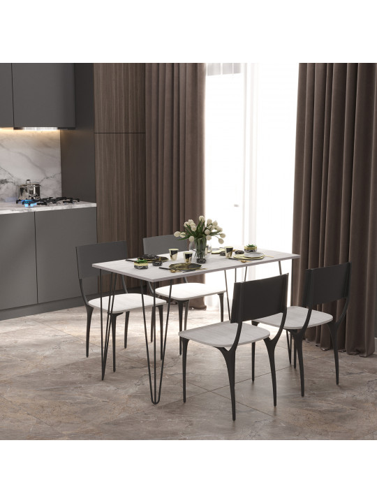 Обеденный стол HOBEL G-01-T MTAL BLACK/ANTIK BEYAZ-G (1) 