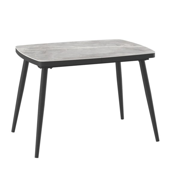Обеденный стол MAMADOMA KION LUX-110, РАЗДВИЖНОЙ 110(145)X80, STONE GREY ST СЕР/ЧЕРНЫЙ 1 (УПАК.) 