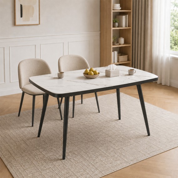 Dining table MAMADOMA KION LUX-140, РАЗДВИЖНОЙ 140(175)X90, КАЛАКАТТА ЗОЛОТО СТ КЕР/ЧЕРНЫЙ 1 (УПАК.) 