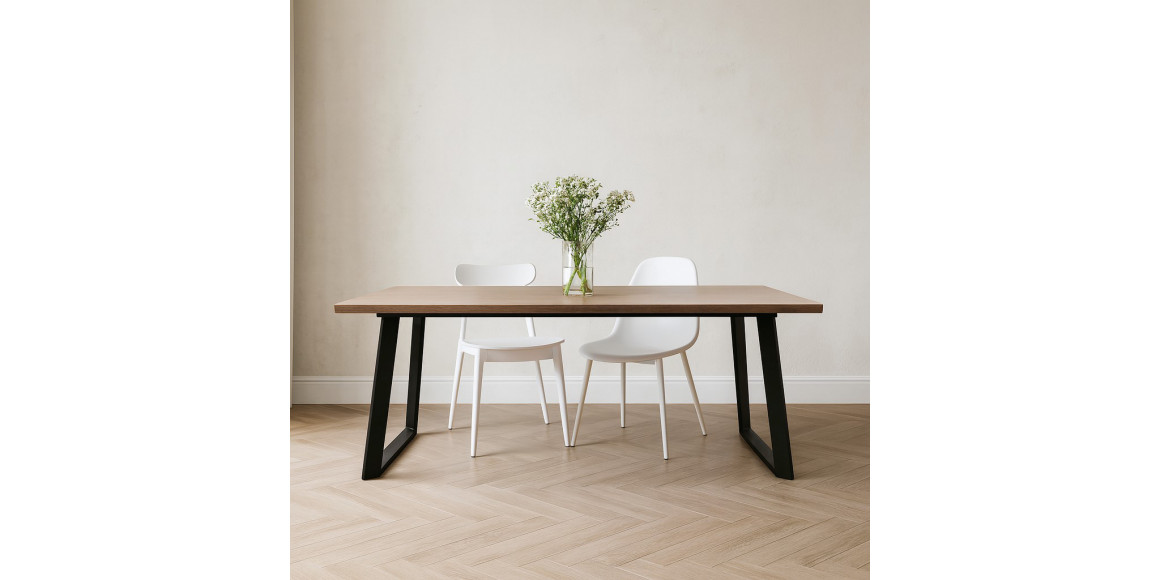 Dining table MAMADOMA LOFT LUX RADIAL-200, РАЗДВИЖНОЙ 200(290)X105, ДУБ ВЕЛИНГТОН/ЧЕРНЫЙ, 2 (УПАК.)(2) 