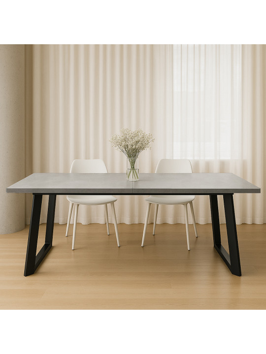 Ճաշասեղան MAMADOMA LOFT LUX RADIAL-200, РАЗДВИЖНОЙ 200(290)X105, СЕРЫЙ СЛАНЕЦ/ЧЕРНЫЙ, 2 (УПАК.)(2) 