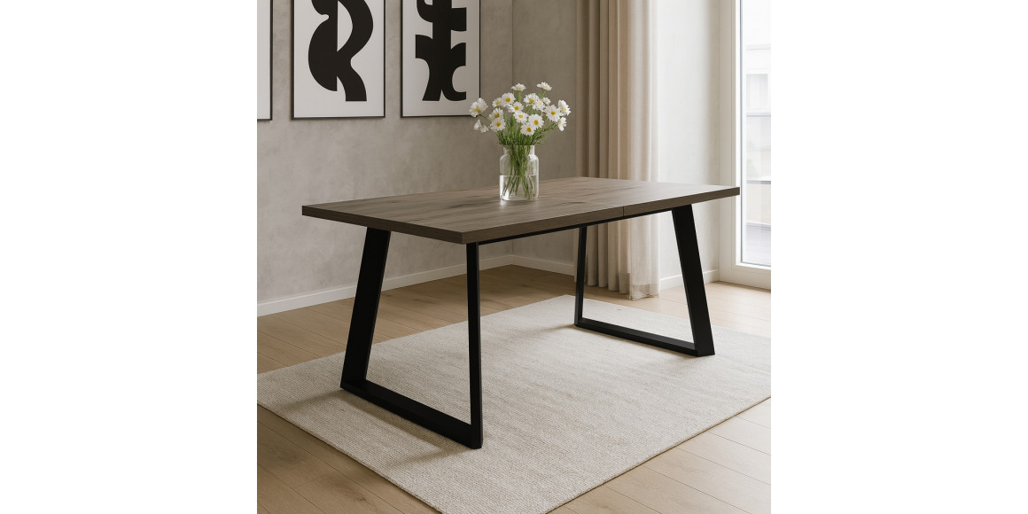 Dining table MAMADOMA LOFT LUX-180, РАЗДВИЖНОЙ 180(240)X95, ДУБ ВЕЛИНГТОН/ЧЕРНЫЙ, 2 (УПАК.) (2) 