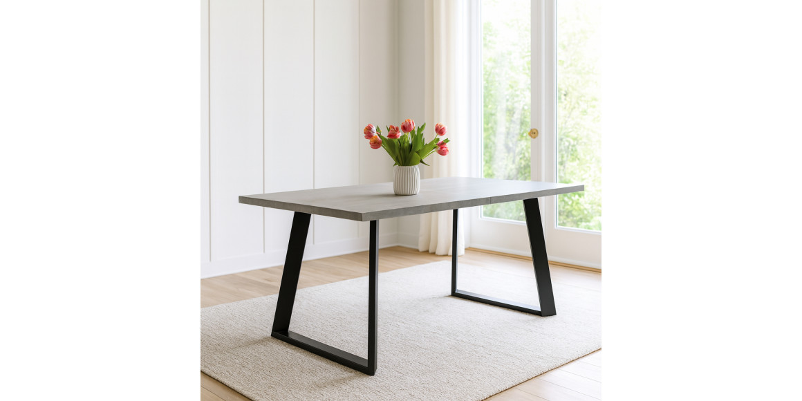 Dining table MAMADOMA LOFT LUX-180, РАЗДВИЖНОЙ 180(240)X95, СЕРЫЙ СЛАНЕЦ/ЧЕРНЫЙ, 2 (УПАК.) 