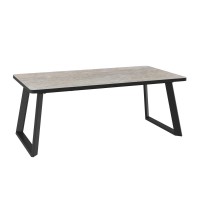 Обеденный стол MAMADOMA LOFT LUX-200, ЗАКРУГЛЕННЫЙ РАЗДВИЖНОЙ 200(290)X105, БЕЖЕВЫЙ КАМЕНЬ-ДБСП/ЧЕРНЫЙ, 2 (УПАК.) 