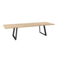Обеденный стол MAMADOMA LOFT LUX-200, ЗАКРУГЛЕННЫЙ РАЗДВИЖНОЙ 200(290)X105, ДУБ ИРЛАНДСКИЙ/ЧЕРНЫЙ, 2 (УПАК.) 