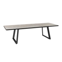 Обеденный стол MAMADOMA LOFT LUX-200, ЗАКРУГЛЕННЫЙ РАЗДВИЖНОЙ 200(290)X105, БЕЖЕВЫЙ КАМЕНЬ-ДБСП/ЧЕРНЫЙ, 2 (УПАК.) 