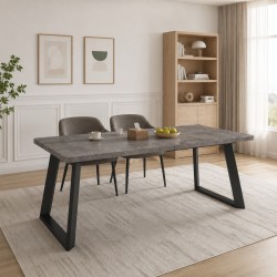 Обеденный стол MAMADOMA LOFT LUX-200, ЗАКРУГЛЕННЫЙ РАЗДВИЖНОЙ 200(290)X105, ДЫМЧАТАЯ КЕРАМИКА/ЧЕРНЫЙ, 2 (УПАК.) 