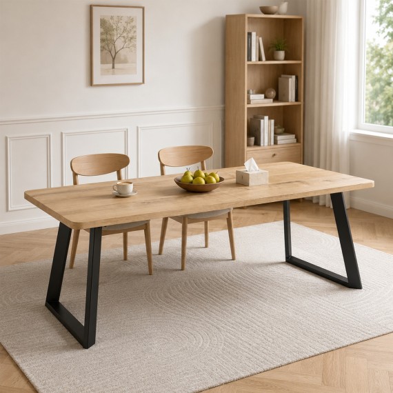 Dining table MAMADOMA LOFT LUX RADIAL-230, РАЗДВИЖНОЙ 230(330)X110, ДУБ ИРЛАНДСКИЙ/ЧЕРНЫЙ, 2 (УПАК.) (2) 