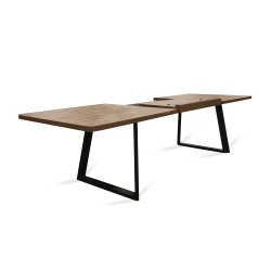 Обеденный стол MAMADOMA LOFT LUX RADIAL-230, РАЗДВИЖНОЙ 230(330)X110, ДУБ ВЕЛИНГТОН/ЧЕРНЫЙ, 2 (УПАК.) (2) 