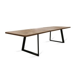 Обеденный стол MAMADOMA LOFT LUX RADIAL-230, РАЗДВИЖНОЙ 230(330)X110, ДУБ ВЕЛИНГТОН/ЧЕРНЫЙ, 2 (УПАК.) (2) 