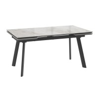Обеденный стол MAMADOMA MILANA FOUR-160  РАЗДВИЖНОЙ 160(40+40)X90, ITALIAN LIGHT GREY GLOSS ST CER/ЧЕРНЫЙ 1 (УПАК.) 