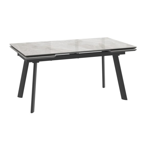 Ճաշասեղան MAMADOMA MILANA FOUR-160  РАЗДВИЖНОЙ 160(40+40)X90, ITALIAN LIGHT GREY GLOSS ST CER/ЧЕРНЫЙ 1 (УПАК.) 