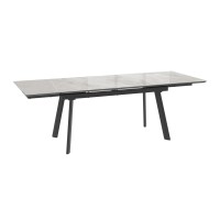 Обеденный стол MAMADOMA MILANA FOUR-160  РАЗДВИЖНОЙ 160(40+40)X90, ITALIAN LIGHT GREY GLOSS ST CER/ЧЕРНЫЙ 1 (УПАК.) 